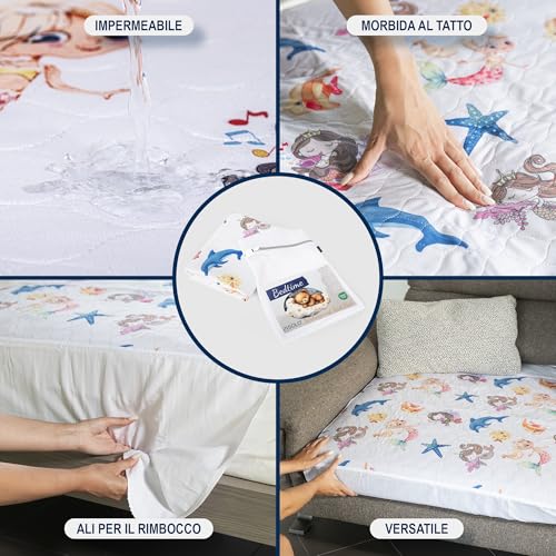 PISOLO - Ultra Absorbent 100% Waterproof Mattress Protector for Baby Bed 91 x 86 cm with Tuck-in Wings, Easy to Change and Washable, Ideal for Potty Training