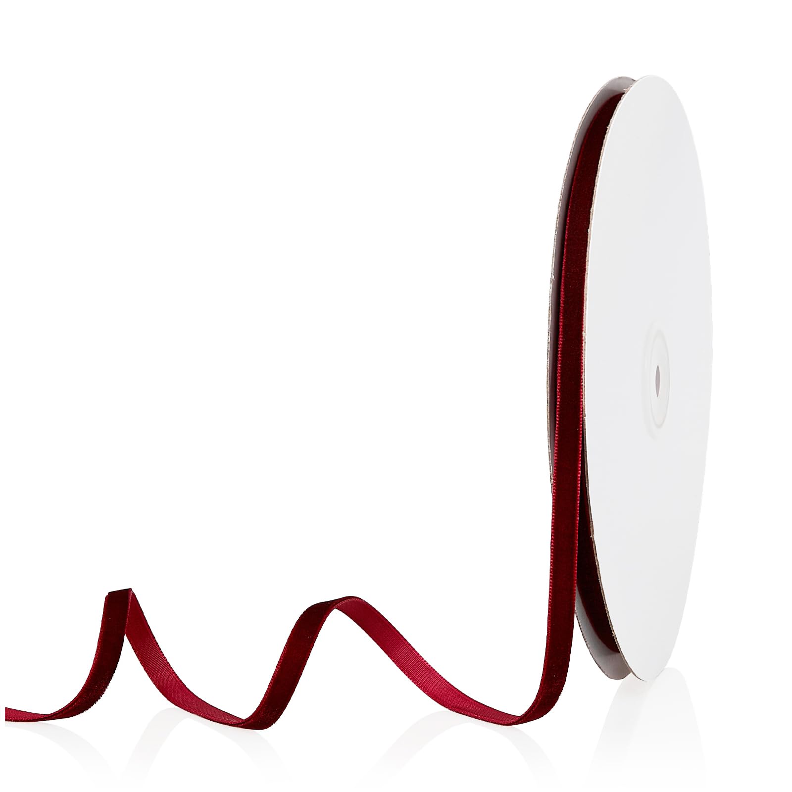 Photo 1 of 1/4" X 20 Yards Burgundy Velvet Ribbon for Christmas Tree Wreath Vintage Decoration Handmade Crafts Ornaments Gift Wrapping and Bow Making