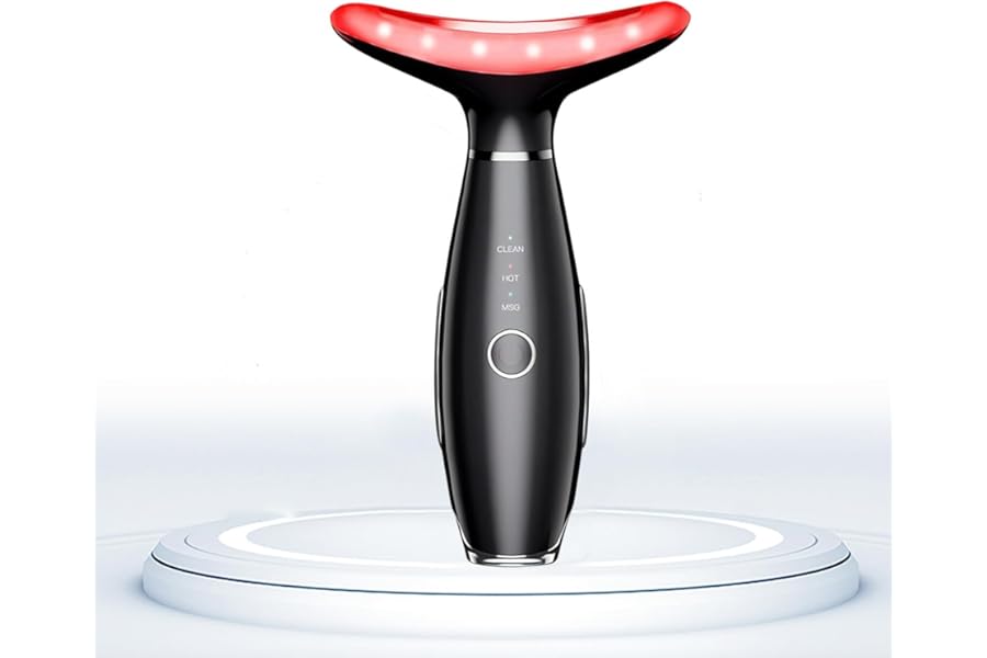 TLINNA Facial Massager -7 Color Red-Light-Therapy for Face and Neck for Wrinkles, Double Chin, Vibrating Facial Massager with Thermals