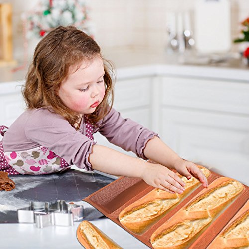 Bluedrop Silicone Bread Forms 12" Hot Dog Bread Molds Non Stick Silicone Coated Fiber Glass Bakery Trays Sub Roll Moulds - Thumbnail 7