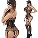 QueensHot Sexy Sheer Lingerie Babydoll Suspender Corset Nightie Leotard Body Suit Stocking,Black-cut Out Style,Large