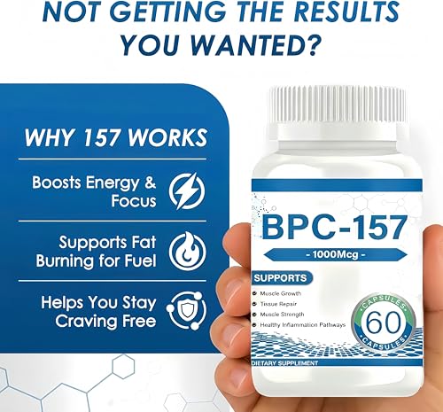 BPC 157 Peptide Capsules 1000 mcg supports muscle growth, tissue repair, strength, 60 capsules(1PC)