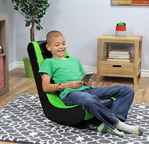 The Crew Furniture 991590 Classic Video Rocker Black/Neon Green Mesh Racing Stripe