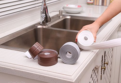 Lautechco 3.2M Kitchen Corner Line Waterproof Tape Affixed To Corner Mildew Moisture Mold Seams Protector Bumper Strip Waterproof (Gray)