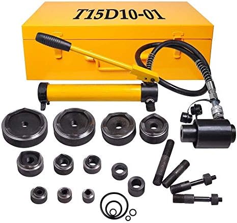 15 Ton Driver Hydraulic Tool Kit 10 Dies 1/2" to 4" Knockout Punch Set with Case