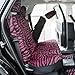 OxGord 17pc Set Zebra Animal Print Auto Seat Covers Set - Front Low Back Buckets - Rear Split Bench - Pink & Black
