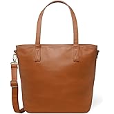Simple Modern Vegan Leather Tote Bag for Women | Medium Work Purse with Compartments & Laptop Sleeve