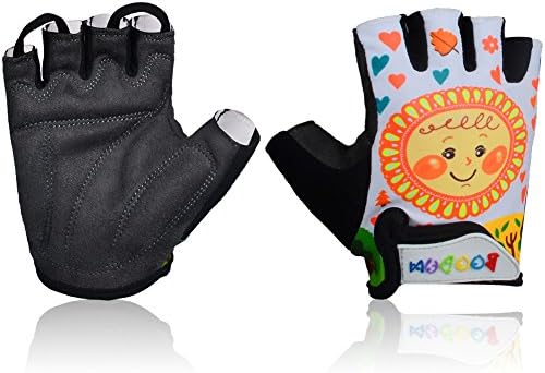 MIFULGOO Kids Padded Cycling Gloves Children Half Finger Bicycle Gloves for 3-8 Years Old Boys Girls for Balance Bike Roller Skate Scooter Inline Skating Skateboard (Spring, M)