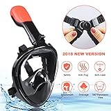 U-Tote Full Face Snorkel Mask,180°Panoramic View with Detachable Camera Mount Free Breathing Dry Top Set Anti-fog Anti-leak -L/XL