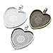 AKOAK 24 Pieces 25mm 1 Inch Diameter Shimmering Silver Heart Shape Pendant Trays Pendant Blanks Cameo Bezel Cabochon Settings for Photo Charm or Cabochon