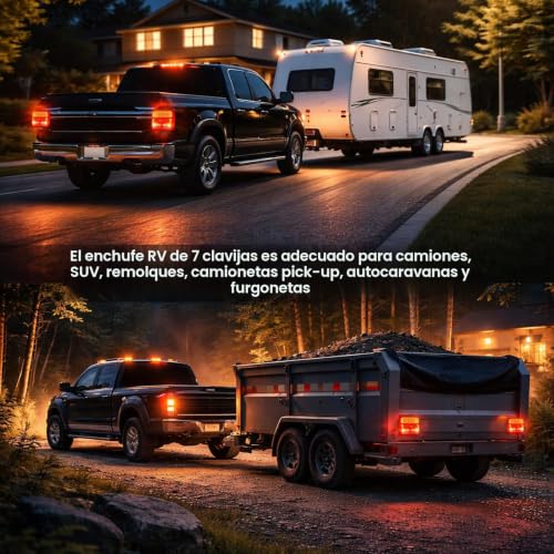 TXGSDXS Wireless LED Trailer Tail Lights - 2 Pack, Magnetic, Rechargeable, IP65 Waterproof, 12V/14V, 7 Pin Connector, for Trailer, Truck, Caravan or Boat