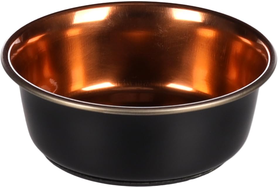 Flamingo FEEDING AND DRINKING BOWL EZRA STAINLESS STEEL BLACK ROUND 475ML 13,5CM