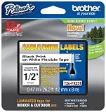 Brother TZEFX231CS P-Touch 1/2" Black print  on White Flexible Industrial Tape (12 mm x 8 m)
