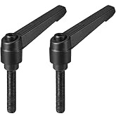 uxcell M8x40mm Handle Adjustable Clamping Lever Thread Push Button Ratchet Male Threaded Stud Knobs Locking Rotating Screw Handles Quick Release Bolt Black 2pcs
