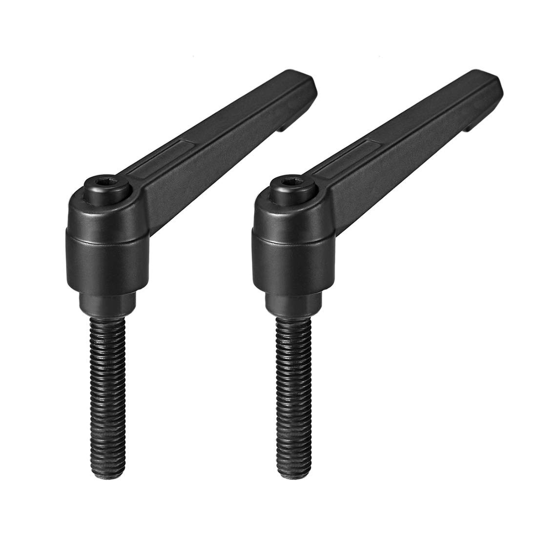 sourcing map M8x40mm Handle Adjustable Clamping Lever Thread Push Button Ratchet Male Threaded Stud Knobs Locking Rotating Screw Handles Quick Release Bolt Black 2pcs
