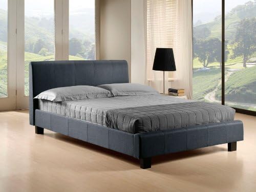 Stag Stores New Hamburg 4ft6 Double Modern Designer Pebble Grey Fabric Upholstered Bed Frame