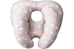 vocheer 2 in 1 Baby Travel Pillow, Baby Head Support Pillow Stroller Pillow with Banana Neck Pillow for Newborn,Light-Pink