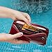 Genuine Leather Women's Wallet Long Thin Card Holder Wallet for Women Minimalist (Red)