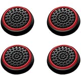 Insten [2 Pair / 4 Pcs] Wireless Controllers Silicone Analog Thumb Grip Stick Cover, Game Remote Joystick Cap for PS4 Dualshock 4/ PS3 Dualshock 3/ PS2 Dualshock/Xbox One/Xbox 360, Black/Red