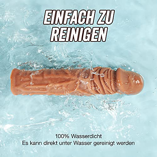 Realistische Penishülle Silikon Penismanschette Dildos Penis Vergößerung Sleeve mit Stimulierender Textur Real Penis Extender für Verlängerung Sexspielzeug für Paare Männer 19,5 * 3,6CM