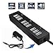 M.Way 10 Port USB 3.0 Hub High-Speed Data Transfer Ports Splitter 2A Power Adapter with On/Off Switches and LEDs USB Data Cable For Macbook Pro Laptop, iPhone 6s, 6s Plus, iPad, Samsung and More
