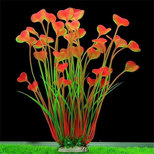 10 Pack Fish Tank Artificial Plants Aquarium Plastic Red Purple Blue Decorations Fake Water Flower Green Grass Underbrush Leaves Ornaments Decors - 16'' (C) - Thumbnail 3