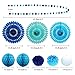 Decor365 Blue Birthday Party Decorations Kit Paper Fans Pom Poms Circle Dot Garlands Ocean Theme Hanging Decor Under the Sea Beach Baby Shower Wedding Classroom Summer Anniversary Kids Room