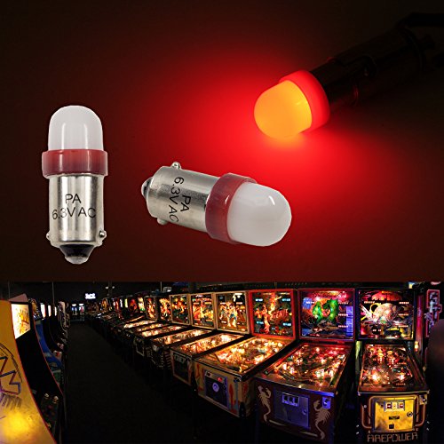 PA 10PCS #44#47#1893#756#1847 T11 ba9s 2 SMD 2835 LED 6.3V DC Wedge Pinball Gaming Machine Light Bulb Red - Thumbnail 3