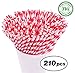 Biodegradable Paper Straws - 210 Bulk Drinking Straws for Restaurant or Party Supplies - The Eco Friendly Paper Straw by LVLY - Red and White Striped