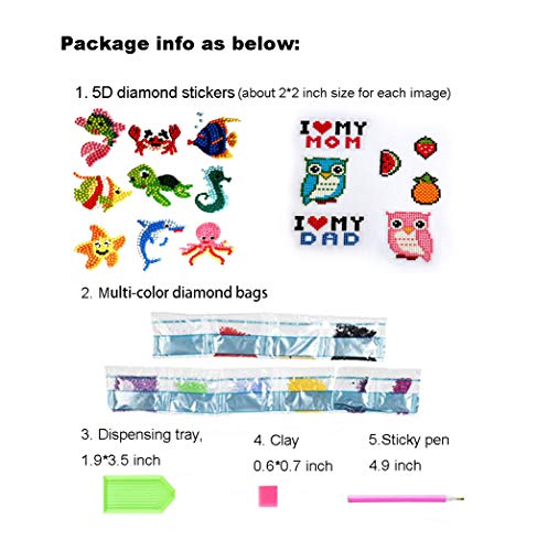 H&G MASTER Diamond Painting Kit for Adult and Kid, 5D Children Gem Painting Kit by Numbers and with Wooden Frame 1 Pack(5.95.9inch) (Diamond Painting Stickers Without Frame)