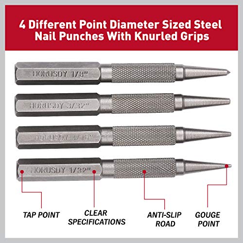 HORUSDY 4Piece Nail Setter Punch and Center Punch Set Pricepulse
