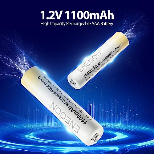 ENEGON AAA Rechargeable Batteries, 8-Pack Ni-MH 1.2V 1100mAh High Capacity, Low Self-Discharge Rechargeable AAA Batteries for Home & Office Devices