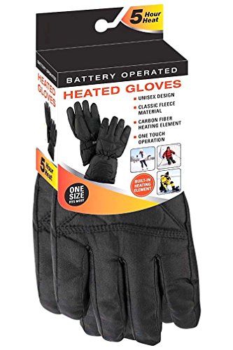 Mens Black Thermal Fleece Battery Heated Winter Gloves