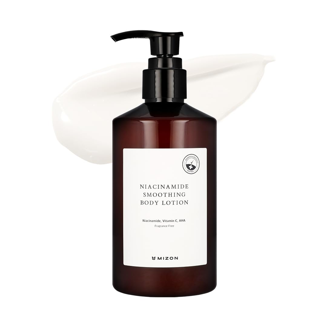[MIZON] NIACINAMIDE SMOOTHING BODY LOTION (300ml) Korean Skincare - Body Lotion with 10% Niacinamide - AHA + Vitamin C + Hyaluronic Acid - Hydration & Gentle Exfoliation - Fragrance-Free