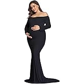 Mommy Jennie Long Sleeve Maternity Dress for Photoshoot Stretchy Pregnancy Fitted Gowns for Baby Shower