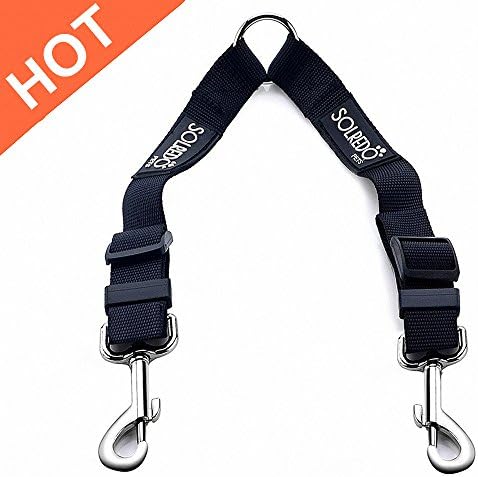 Solredo 2 Dog Leash,No Tangle D - og Leash Coupler,Double Leashes Walk for Control Two Dogs Adjustable Splitter Lead 1 X 16-24 Inches