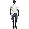 Male Mannequin Full Body Maniquine Model Stand Adjustable 73 inch Faceless Plastic Detachable Manequins Stand Metal Base Metal Connector, Black Matte