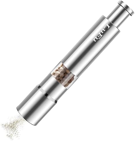 Amazon ペッパー ソルトミル 調味料挽き ペッパー 結晶塩用 ワンプッシュ式 1個セット ファッション的な Lufu 研磨機 持ち歩く 丈夫 デザイン精巧 簡単に親指で押したら操作できる 室外ピクニック時の最高選択 塩 コショウ入れ オンライン通販
