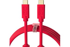 DJ TechTools Chroma Cable – USB-C to USB-C Cable | 100W Power Delivery, 10Gbps, 4K60, Ferrites & 56k? Resistor | Audio-Optimized, Color-Coded with Cable Tie | Red 3.2ft (1M) Straight