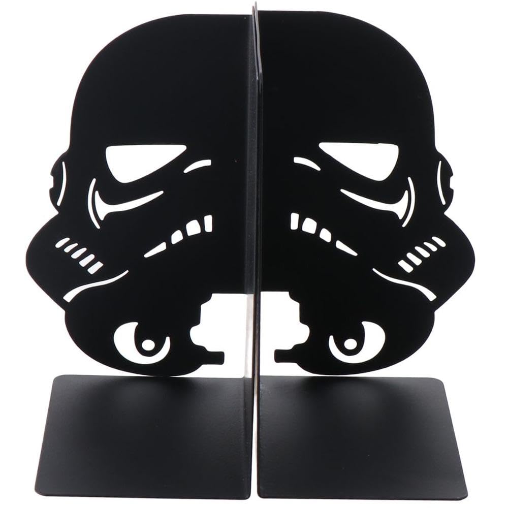 Risedot Black Metal Mask Bookends, Metal Bookshelf, Home Office Desktop Decoration, Desktop Organizer Gift, Book Stopper