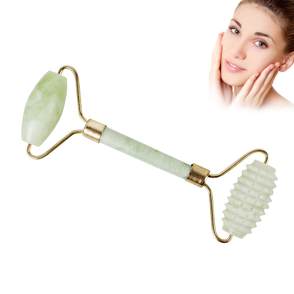 Carejoy Jade Roller Massager Two Rounds Eye and Face Massaging Slimming Tool Beauty Care Skin Rejuvenates Anti-Aging Device