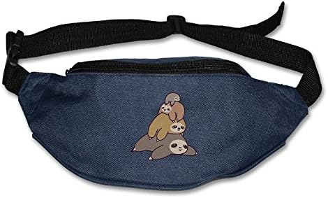 Heard Me Unisex Sloth Stack Pile Funny Fanny Pack Waist Bag Phone Holder Adjustable Running Belt For Cycling,Hiking,Gym