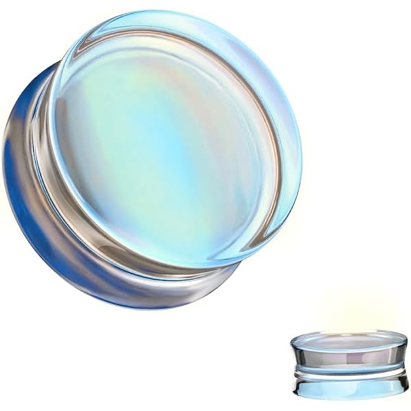 Blue Palm Jewelry Double Flare Glass Plugs – 25mm Clear, Green, Black, Blue (E565)
