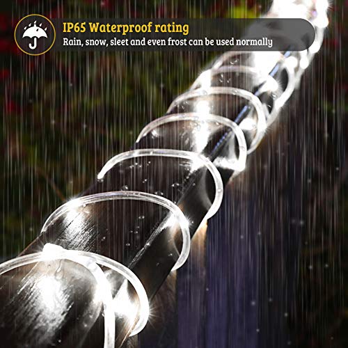 Solar Rope Lights, 2 Pack 8 Modes Solar Rope Lights Outdoor Waterproof
