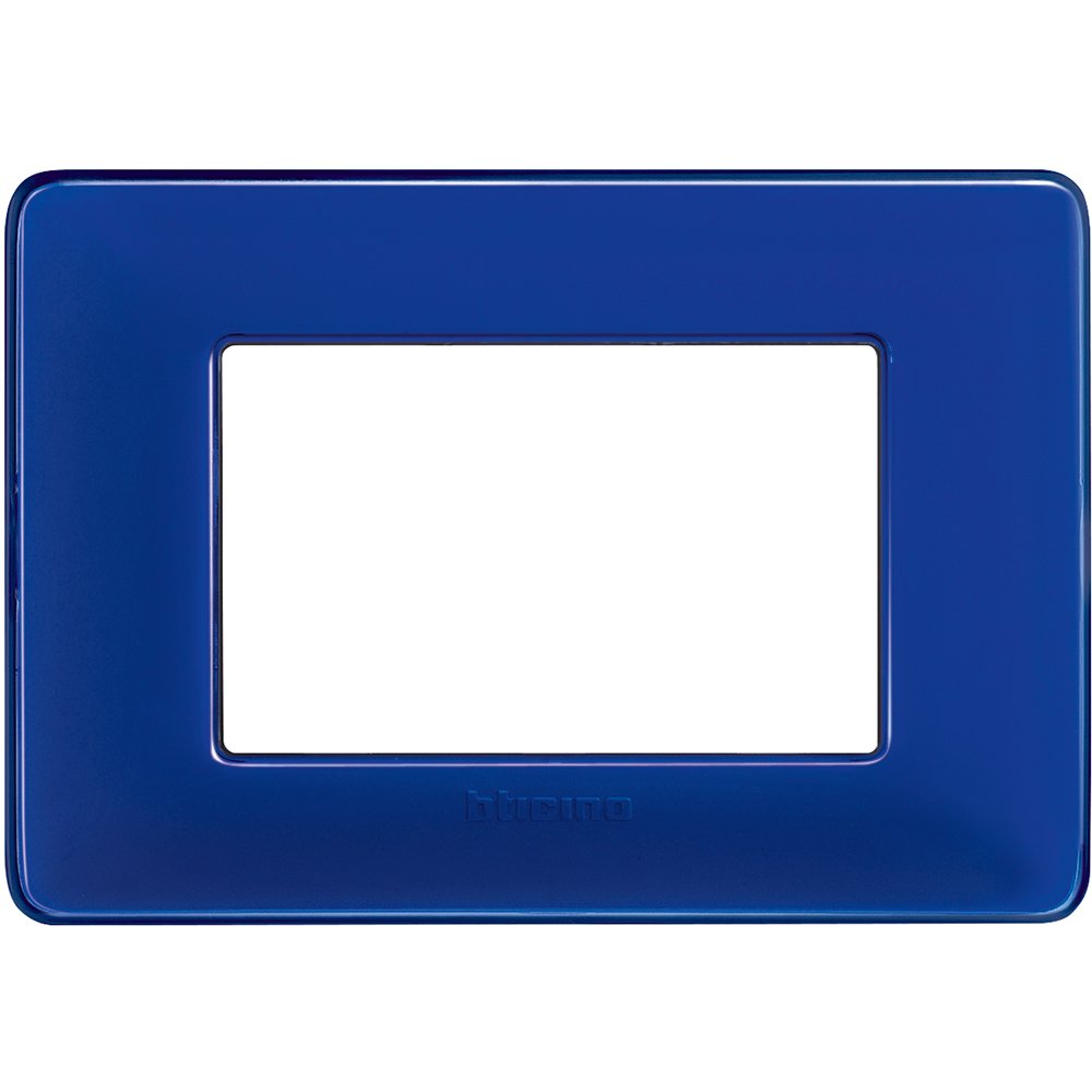 Bticino Wall Plate, 3 Module, Cobalt Blue, AM4803CBU