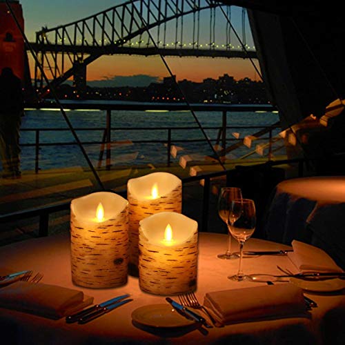 Nancia Led-kaarsen, vlamloze kaarsverlichting, berkenstammen, design echte waskaars, batterijkaarsen (verpakking van 3… - Afbeelding 4