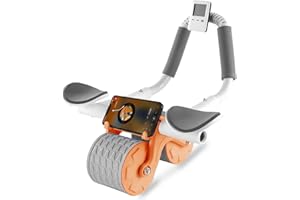 Bersauji 2023 New with Timer Ab Roller for Abdominal Exercise Machine, Elbow Support Automatic Rebound Abdominal Wheel, Abs Workout Equipment, Strengthening Trainer Fitness for Men Women,Orange
