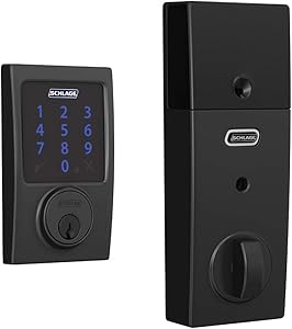 Schlage BE469ZP CEN 622 Connect Smart Deadbolt with Alarm with Century Trim in Matte Black, Z-Wave Plus Enabled