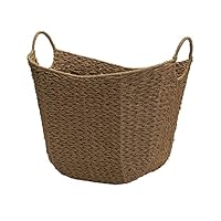 Household Essentials Natural Brown Wicker Storage Basket with Handles Large Paper Rope