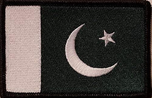 Pakistan Flag Embroidered Patch with Hook & Loop Morale Tactical Travel Emblem Black Border